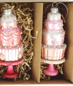 3765 GLASSORNAMENTS CANDY CAKE S/4